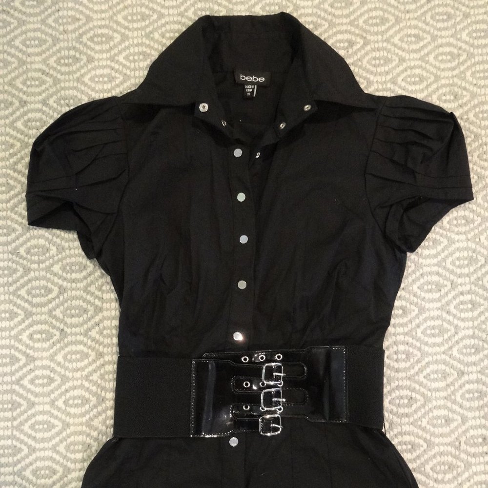 BEBE Fitted Top with Belt